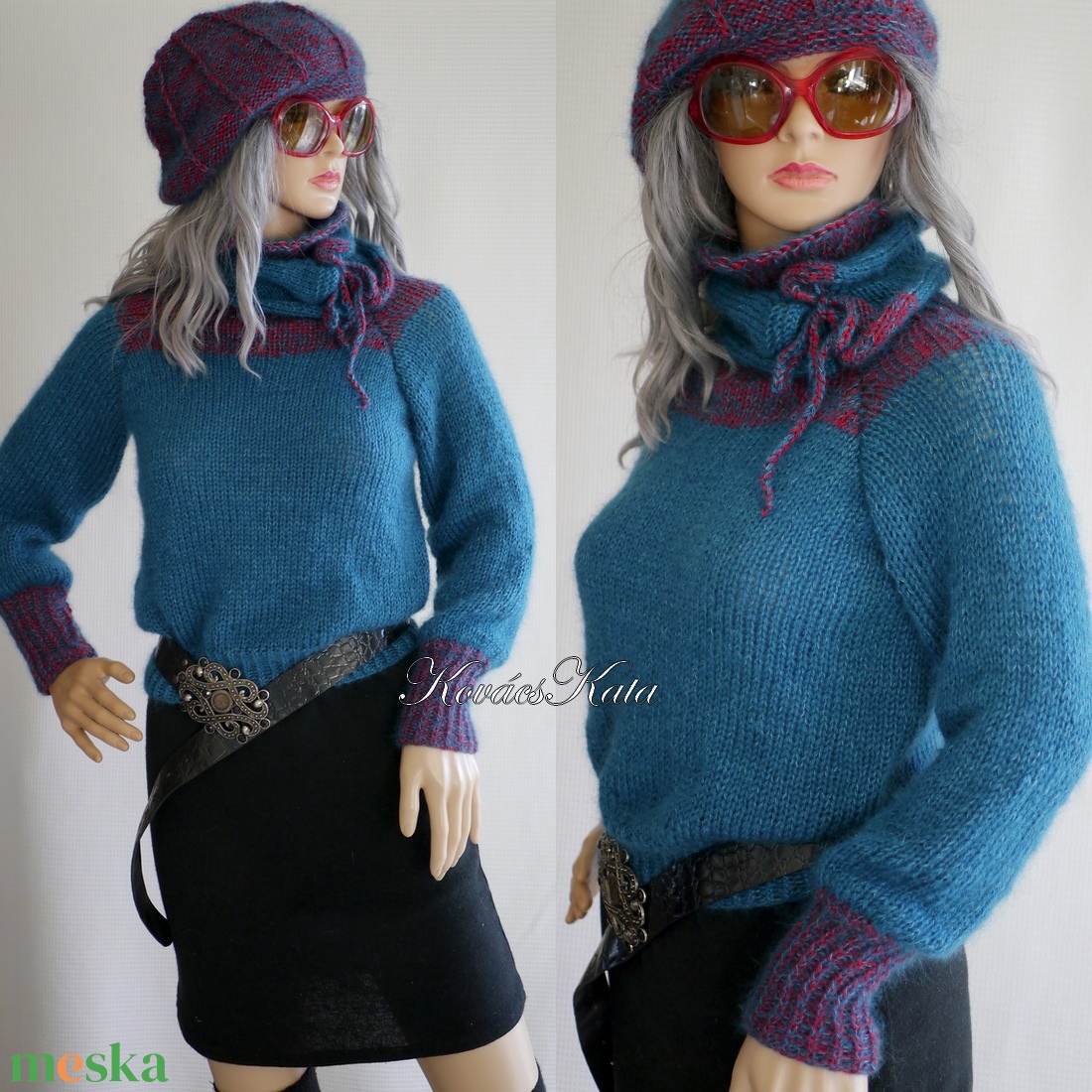 MADLEN / kasmír - exkluzív kézzel kötött VIP merinó-kasmír silk-mohair pulóver / petrol-meggy - ruha & divat - női ruha - pulóver - Meska.hu MADLEN / kasmír - exkluzív kézzel kötött VIP merinó-kasmír silk-mohair pulóver / petrol-meggy - ruha & divat - női ruha - pulóver - Meska.hu
