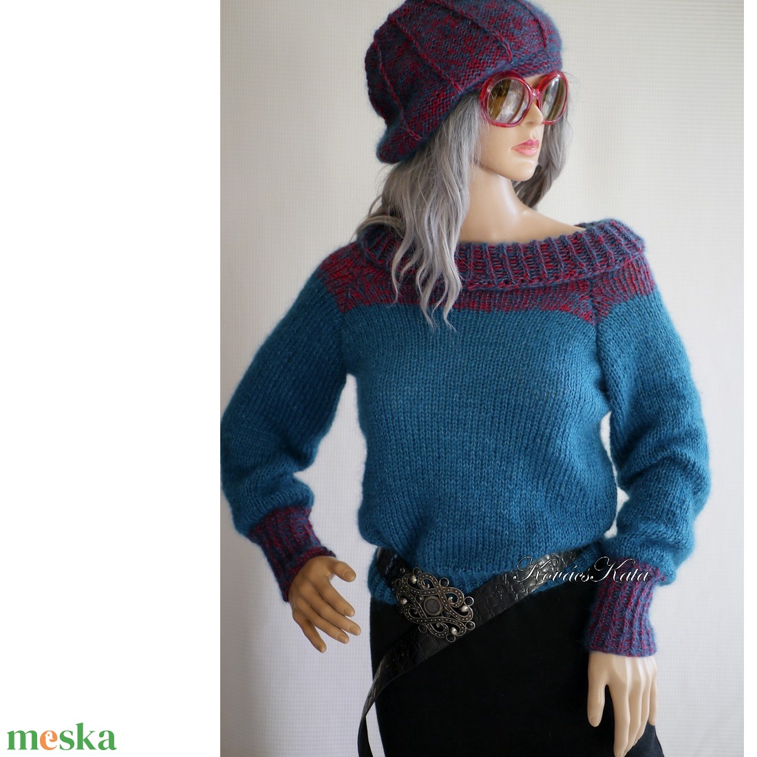 MADLEN / kasmír - exkluzív kézzel kötött VIP merinó-kasmír silk-mohair pulóver / petrol-meggy - ruha & divat - női ruha - pulóver - Meska.hu MADLEN / kasmír - exkluzív kézzel kötött VIP merinó-kasmír silk-mohair pulóver / petrol-meggy - ruha & divat - női ruha - pulóver - Meska.hu