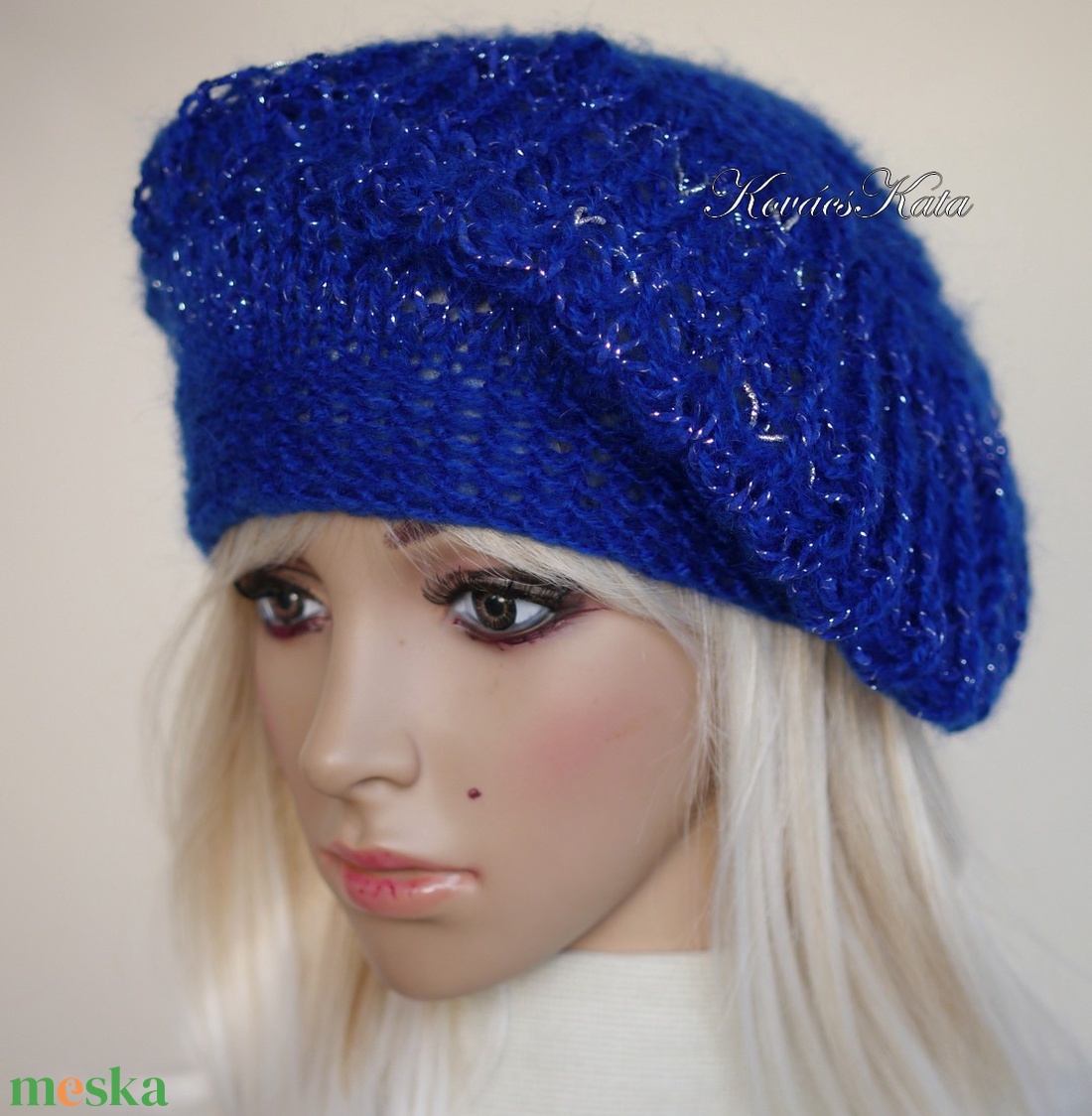 BORBÁLA / királykék - exkluzív kézzel kötött könnyű mohair-lurex sapka - ruha & divat - sál, sapka, kendő - sapka - Meska.hu BORBÁLA / királykék - exkluzív kézzel kötött könnyű mohair-lurex sapka - ruha & divat - sál, sapka, kendő - sapka - Meska.hu