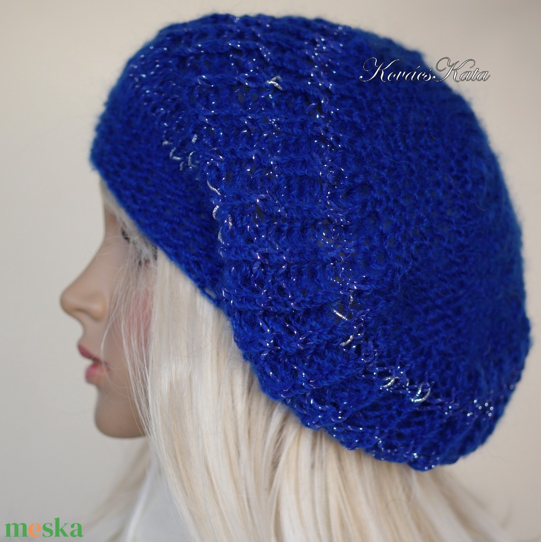 BORBÁLA / királykék - exkluzív kézzel kötött könnyű mohair-lurex sapka - ruha & divat - sál, sapka, kendő - sapka - Meska.hu BORBÁLA / királykék - exkluzív kézzel kötött könnyű mohair-lurex sapka - ruha & divat - sál, sapka, kendő - sapka - Meska.hu