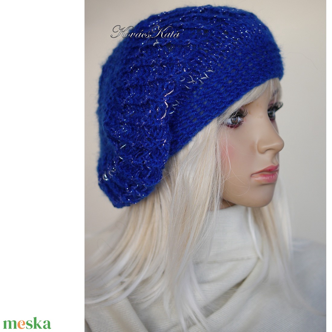 BORBÁLA / királykék - exkluzív kézzel kötött könnyű mohair-lurex sapka - ruha & divat - sál, sapka, kendő - sapka - Meska.hu BORBÁLA / királykék - exkluzív kézzel kötött könnyű mohair-lurex sapka - ruha & divat - sál, sapka, kendő - sapka - Meska.hu