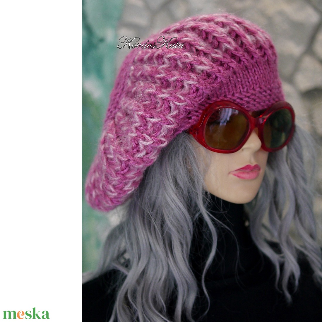 BORBÁLA / mályva - trendi kötött chunky mohair sapka, barett - ruha & divat - sál, sapka, kendő - sapka - Meska.hu BORBÁLA / mályva - trendi kötött chunky mohair sapka, barett - ruha & divat - sál, sapka, kendő - sapka - Meska.hu
