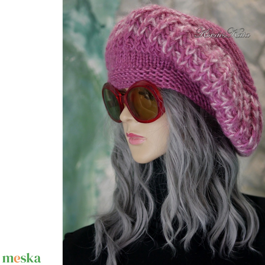 BORBÁLA / mályva - trendi kötött chunky mohair sapka, barett - ruha & divat - sál, sapka, kendő - sapka - Meska.hu BORBÁLA / mályva - trendi kötött chunky mohair sapka, barett - ruha & divat - sál, sapka, kendő - sapka - Meska.hu