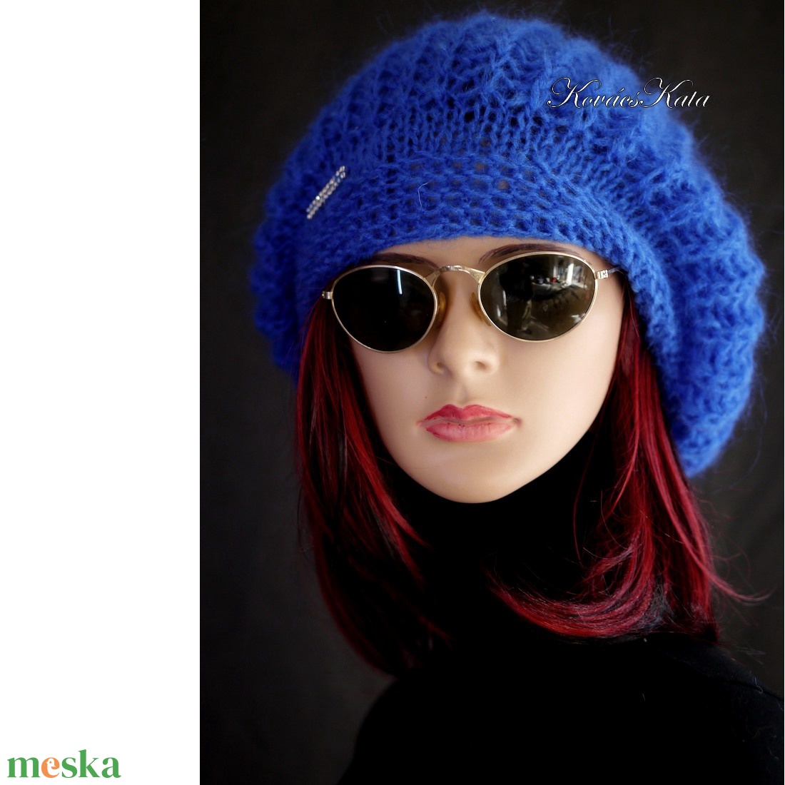 BORBÁLA / royal - exkluzív kézzel kötött kidsilk mohair gomba sapka, barett - ruha & divat - sál, sapka, kendő - sapka - Meska.hu BORBÁLA / royal - exkluzív kézzel kötött kidsilk mohair gomba sapka, barett - ruha & divat - sál, sapka, kendő - sapka - Meska.hu