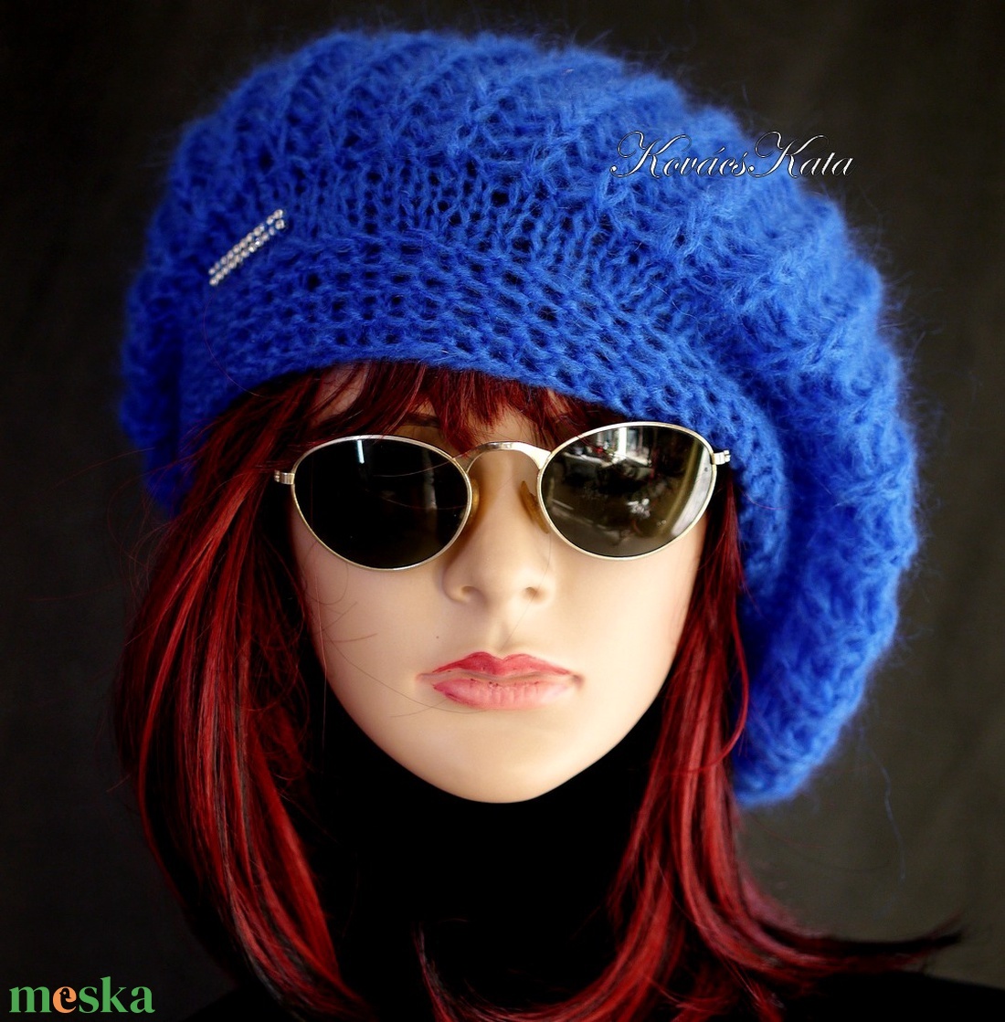 BORBÁLA / royal - exkluzív kézzel kötött kidsilk mohair gomba sapka, barett - ruha & divat - sál, sapka, kendő - sapka - Meska.hu BORBÁLA / royal - exkluzív kézzel kötött kidsilk mohair gomba sapka, barett - ruha & divat - sál, sapka, kendő - sapka - Meska.hu