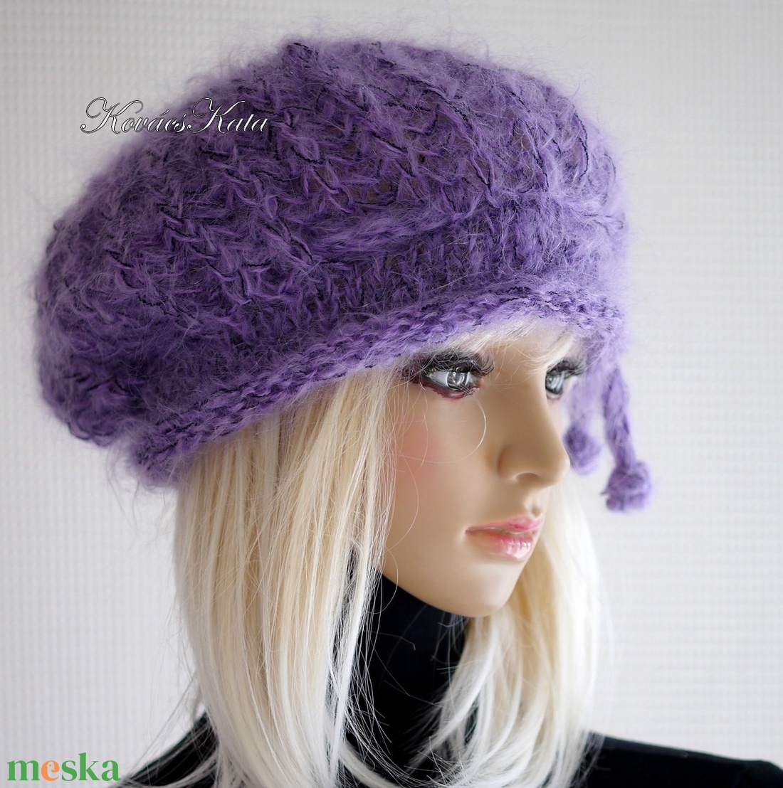 DORA / lila - extravagáns kézzel kötött chunky mohair gomba sapka, barett - ruha & divat - sál, sapka, kendő - sapka - Meska.hu DORA / lila - extravagáns kézzel kötött chunky mohair gomba sapka, barett - ruha & divat - sál, sapka, kendő - sapka - Meska.hu