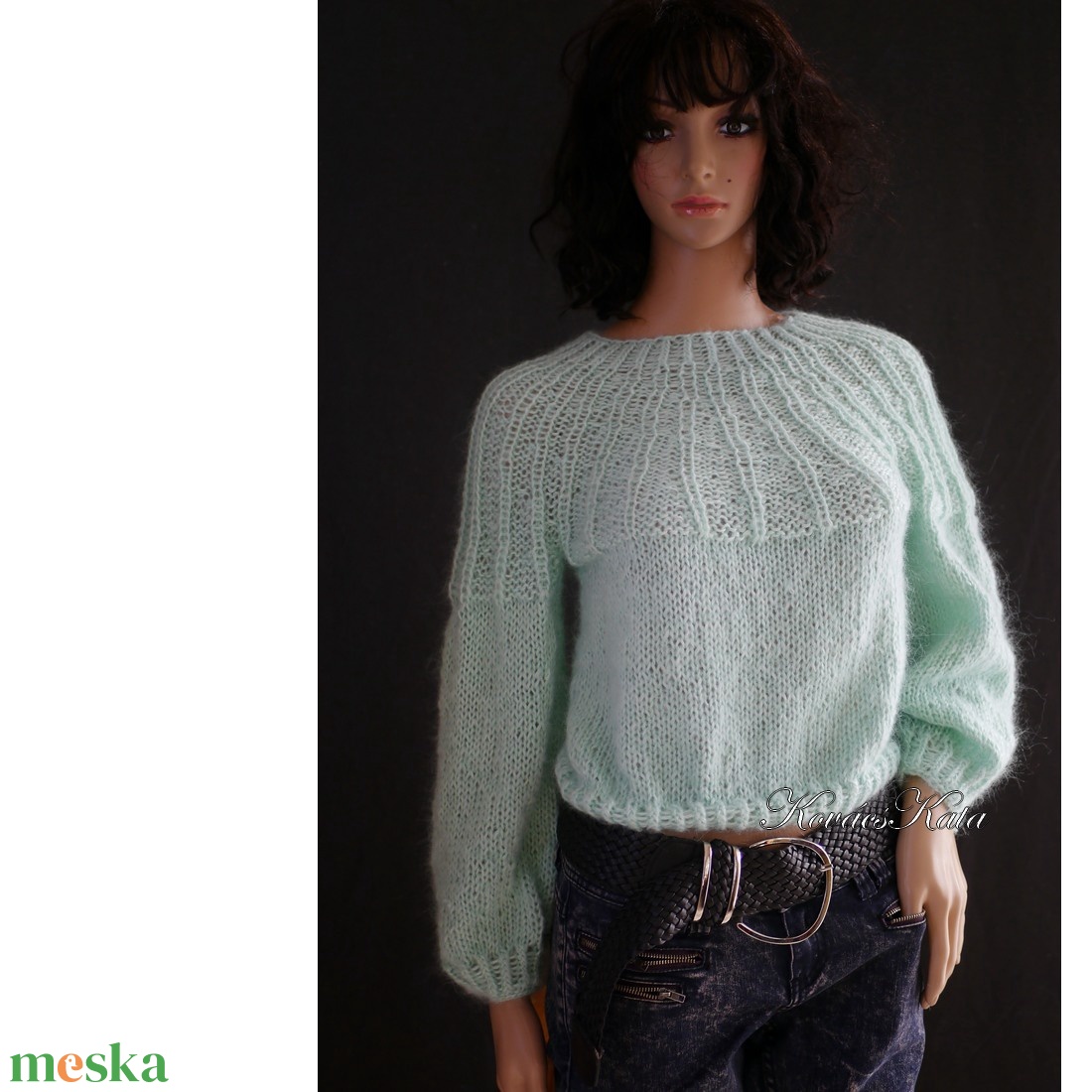 FANNI / menta - exkluzív kézzel kötött mohair pulóver - ruha & divat - női ruha - pulóver - Meska.hu FANNI / menta - exkluzív kézzel kötött mohair pulóver - ruha & divat - női ruha - pulóver - Meska.hu