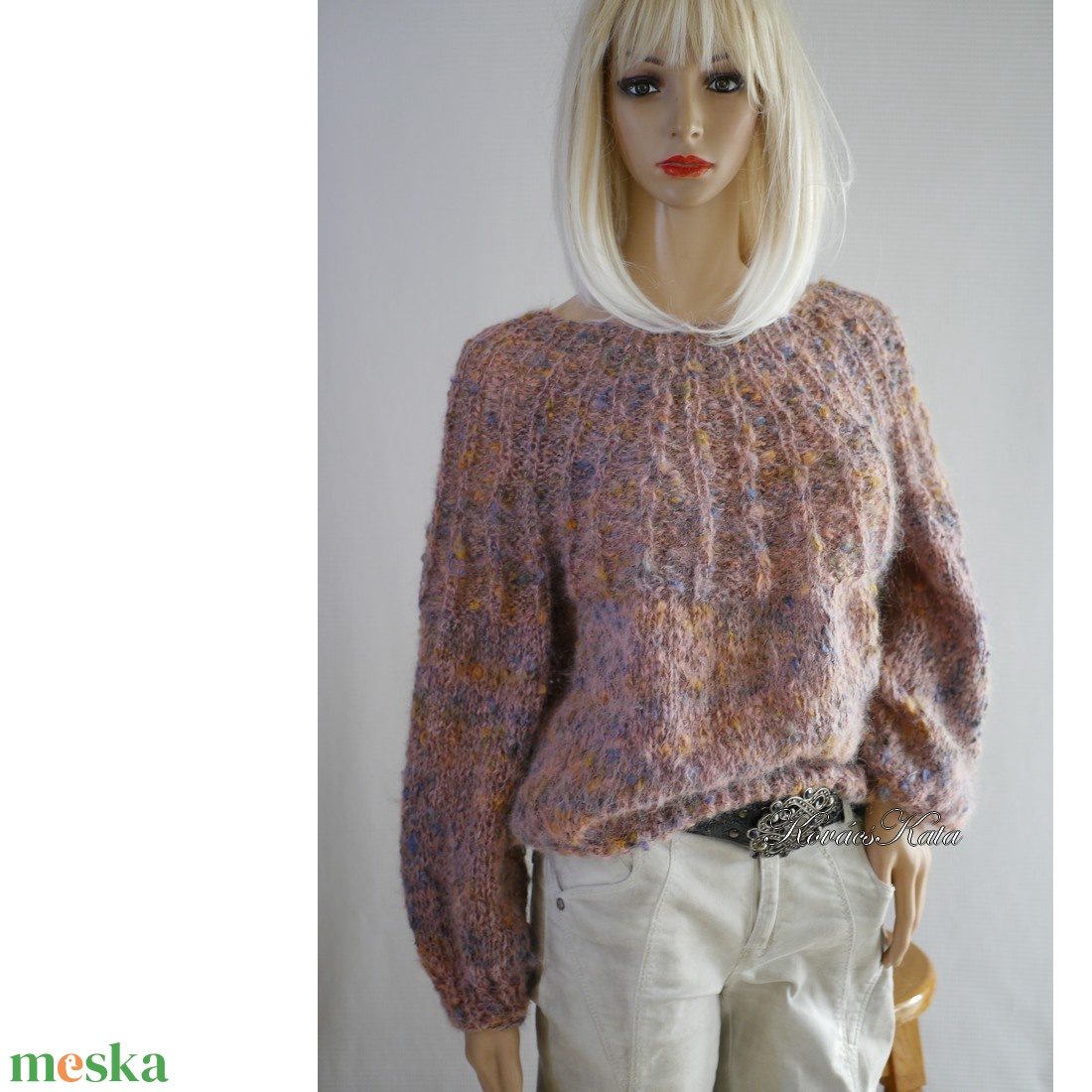 FANNI / fantasy - exkluzív kézzel kötött chunky mohair pulóver  - ruha & divat - női ruha - pulóver - Meska.hu