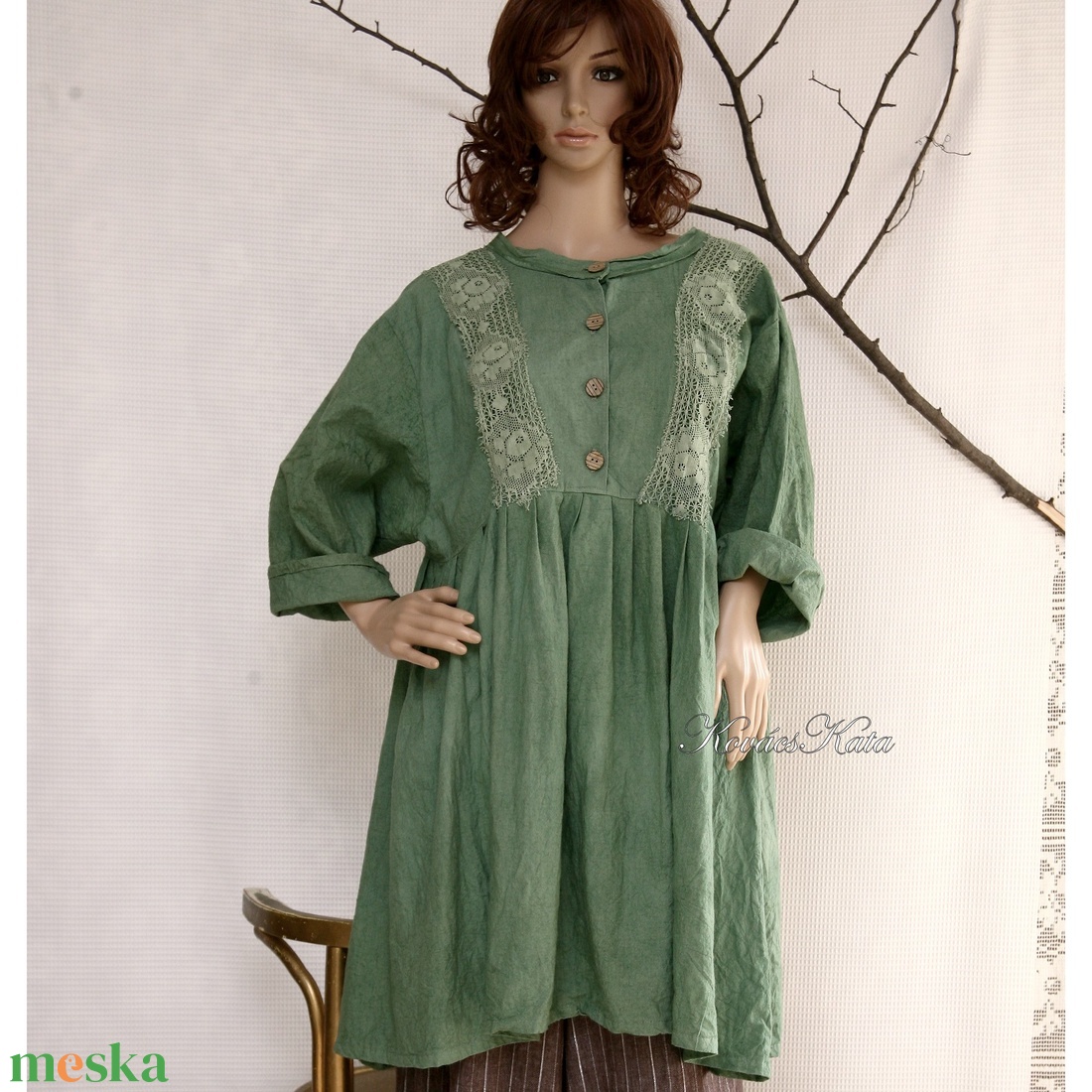  ÁGOTA  - lagenlook flapper ruha, kismamaruha / zöld - ruha & divat - női ruha - ruha - Meska.hu