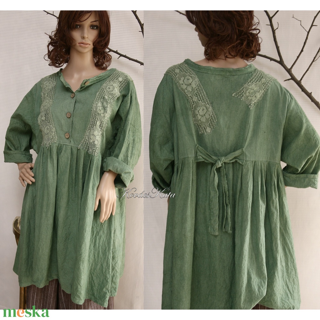  ÁGOTA  - lagenlook flapper ruha, kismamaruha / zöld - ruha & divat - női ruha - ruha - Meska.hu