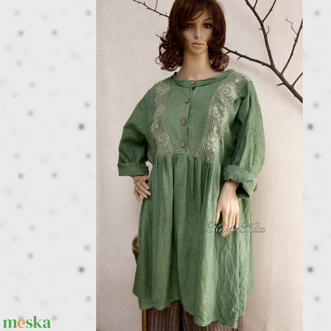  ÁGOTA  - lagenlook flapper ruha, kismamaruha / zöld - ruha & divat - női ruha - ruha - Meska.hu