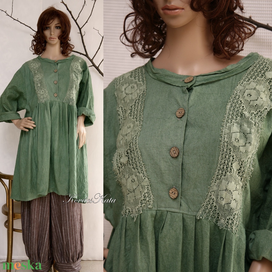  ÁGOTA  - lagenlook flapper ruha, kismamaruha / zöld - ruha & divat - női ruha - ruha - Meska.hu