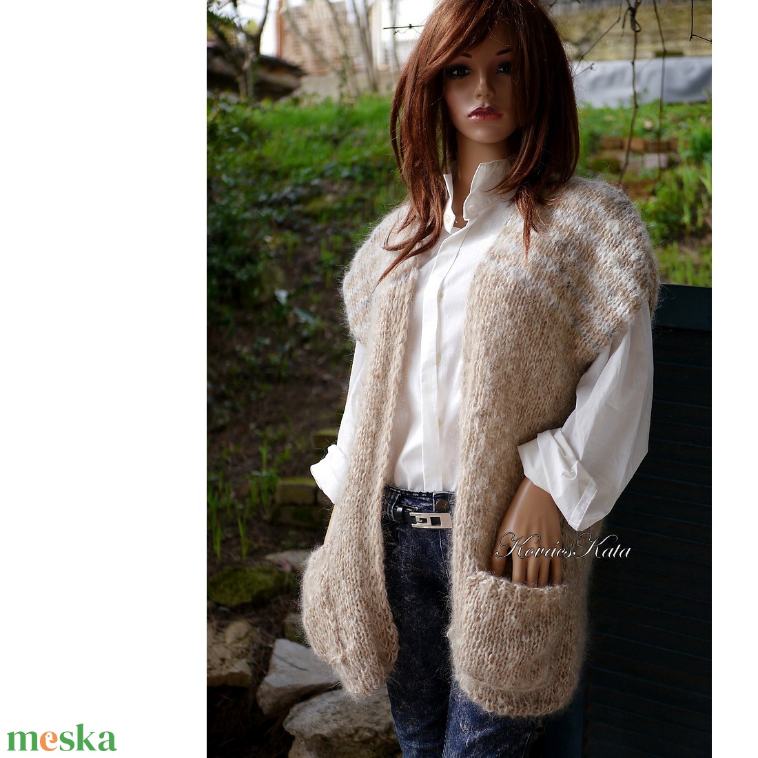 LAURA - trendi kézzel kötött chunky mohair mellény, kardigán - ruha & divat - női ruha - pulóver - Meska.hu LAURA - trendi kézzel kötött chunky mohair mellény, kardigán - ruha & divat - női ruha - pulóver - Meska.hu