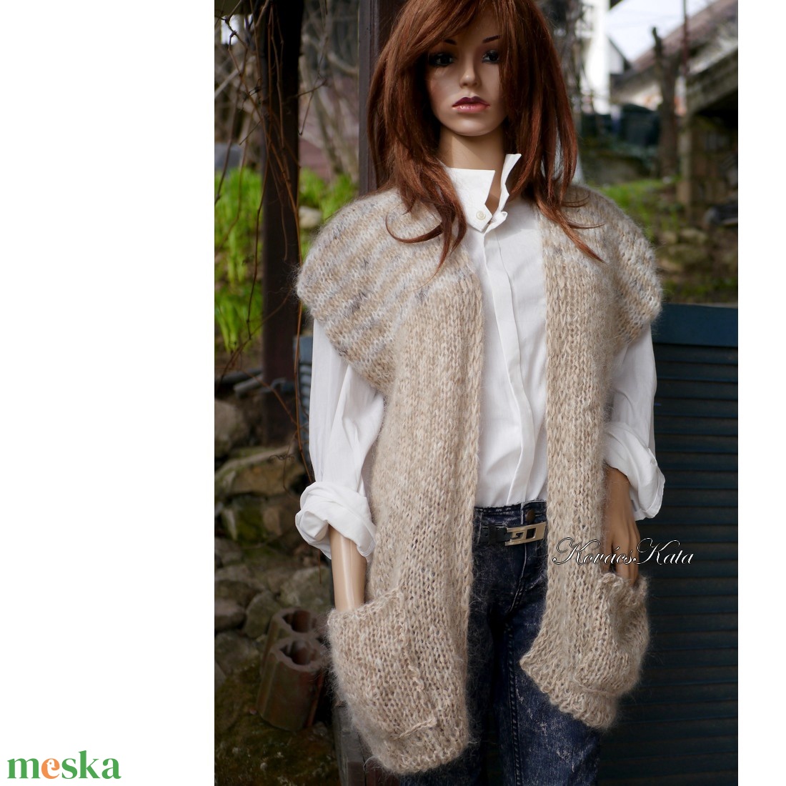 LAURA - trendi kézzel kötött chunky mohair mellény, kardigán - ruha & divat - női ruha - pulóver - Meska.hu LAURA - trendi kézzel kötött chunky mohair mellény, kardigán - ruha & divat - női ruha - pulóver - Meska.hu