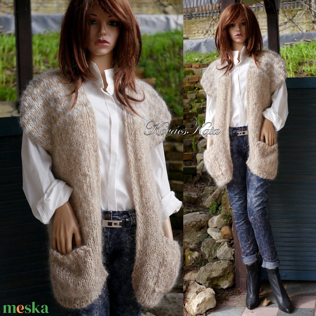 LAURA - trendi kézzel kötött chunky mohair mellény, kardigán - ruha & divat - női ruha - pulóver - Meska.hu LAURA - trendi kézzel kötött chunky mohair mellény, kardigán - ruha & divat - női ruha - pulóver - Meska.hu