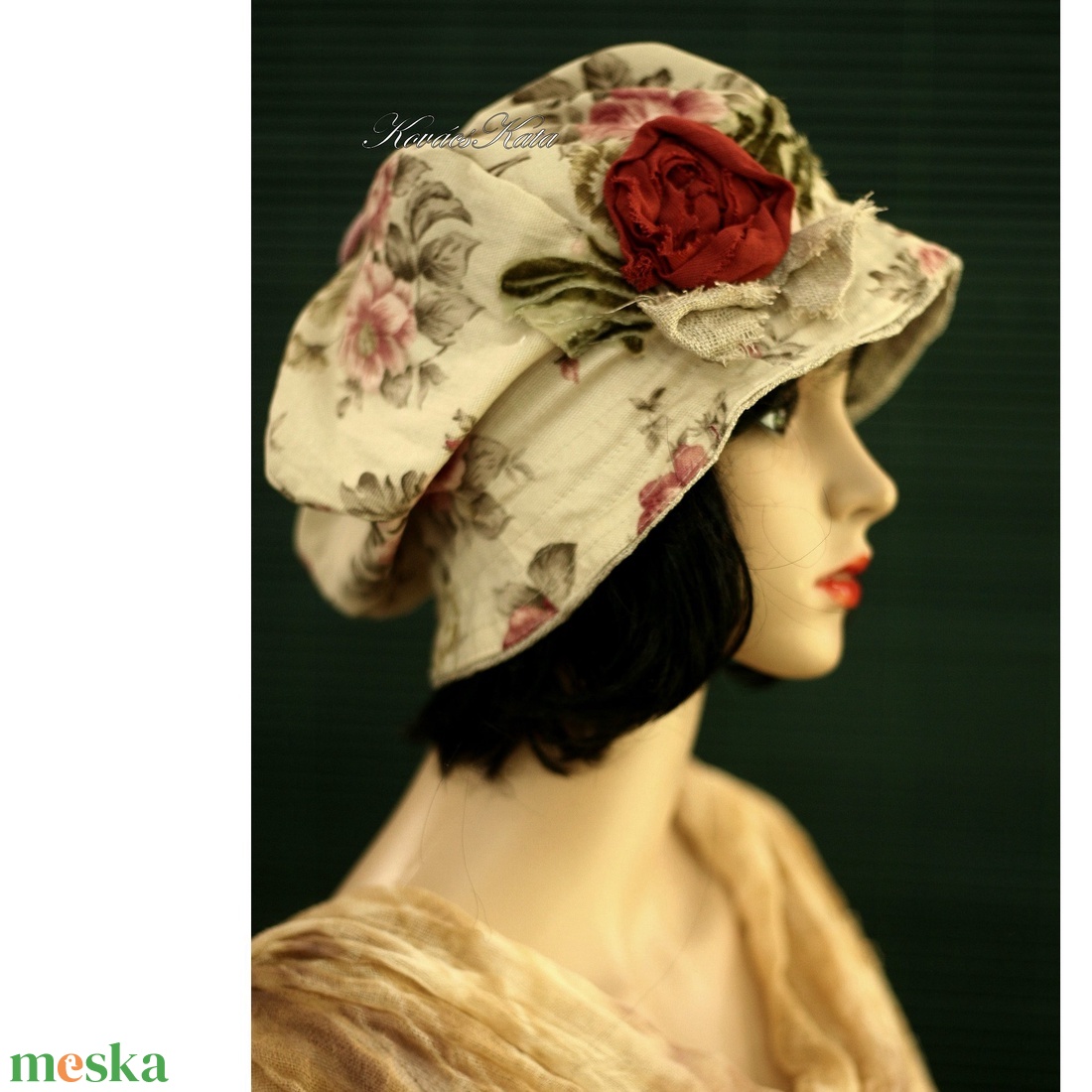 BUCKET - romantikus vászonkalap organza rózsával - ruha & divat - sál, sapka, kendő - kalap - Meska.hu BUCKET - romantikus vászonkalap organza rózsával - ruha & divat - sál, sapka, kendő - kalap - Meska.hu