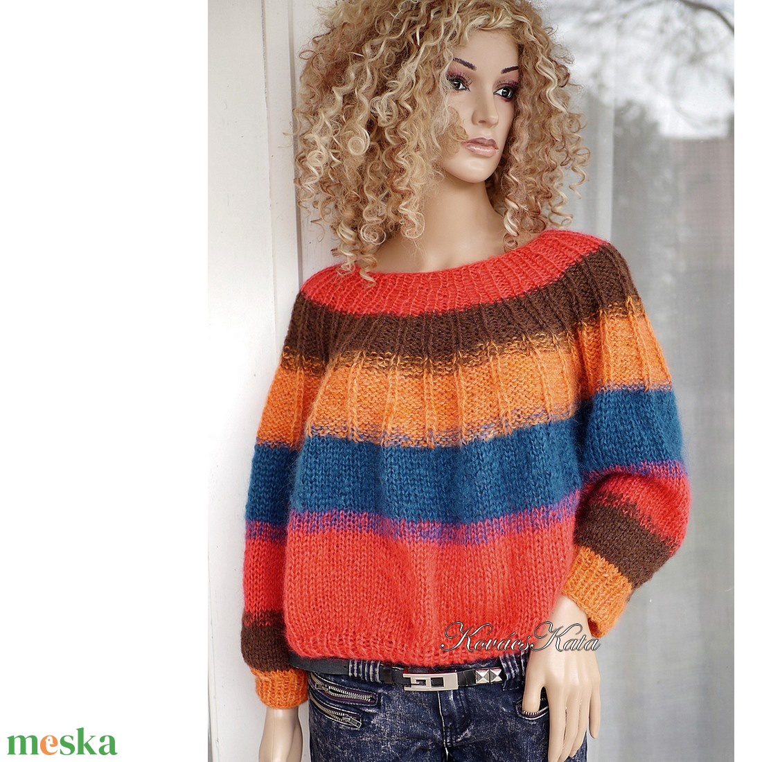 FANNI / fullcolor - bohém kézzel kötött mohair alpaka pulóver  - ruha & divat - női ruha - pulóver - Meska.hu