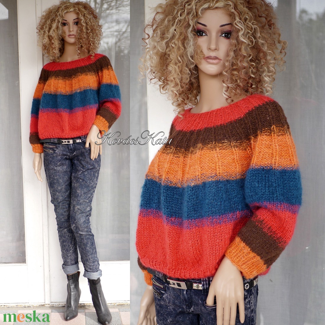 FANNI / fullcolor - bohém kézzel kötött mohair alpaka pulóver  - ruha & divat - női ruha - pulóver - Meska.hu