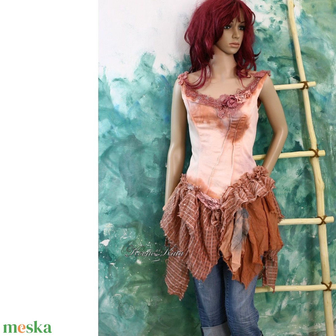 AURÓRA-SZETT - shabby chic korzet-ruha banánszoknyával - ruha & divat - női ruha - ruha - Meska.hu