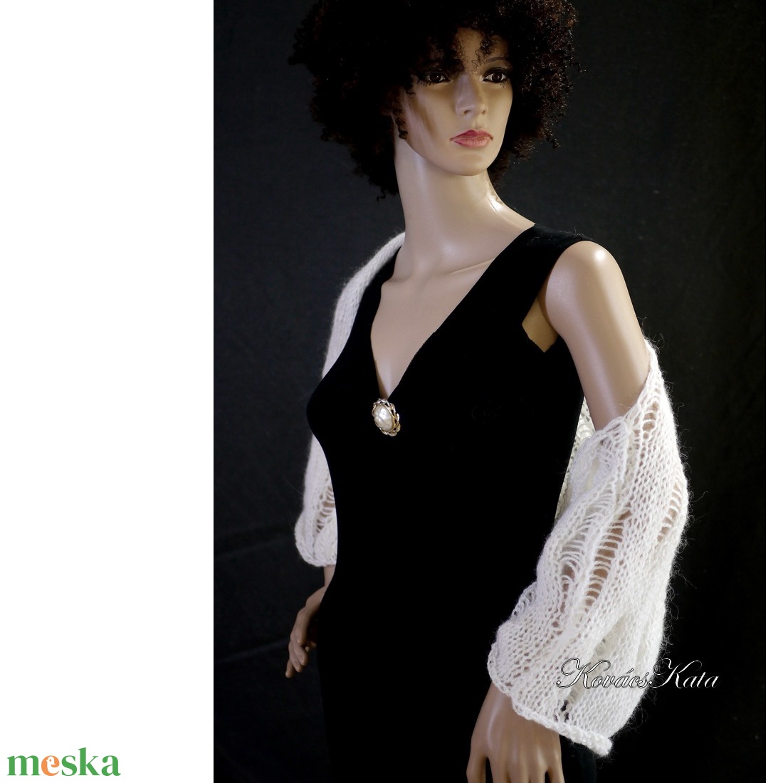 CAMEA SHRUG -  bohó mohair boleró, kézzel kötött grunge kardigán / fehér - ruha & divat - női ruha - kardigánok - Meska.hu