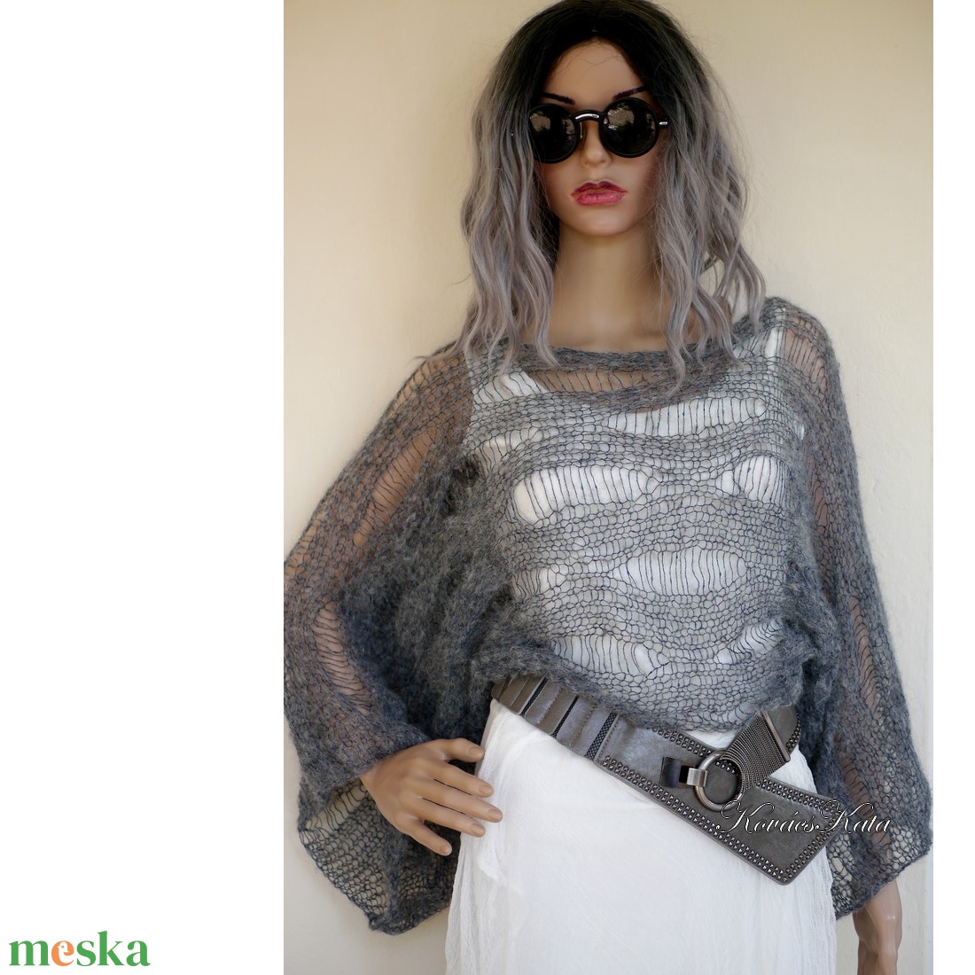MISTYPONCSÓ-PULCSI - bohó grunge kézzel kötött mohair csipke pulóver / grafit - ruha & divat - női ruha - pulóver - Meska.hu MISTYPONCSÓ-PULCSI - bohó grunge kézzel kötött mohair csipke pulóver / grafit - ruha & divat - női ruha - pulóver - Meska.hu