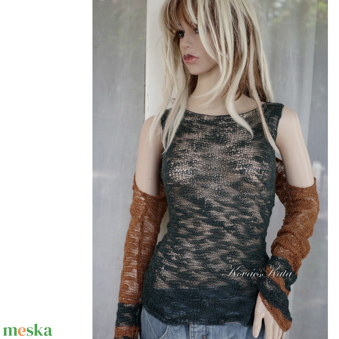 SNAKE TOP / zöld - bohó szexi kézzel kötött csipke felső, necc pulóver - ruha & divat - női ruha - pulóver - Meska.hu SNAKE TOP / zöld - bohó szexi kézzel kötött csipke felső, necc pulóver - ruha & divat - női ruha - pulóver - Meska.hu