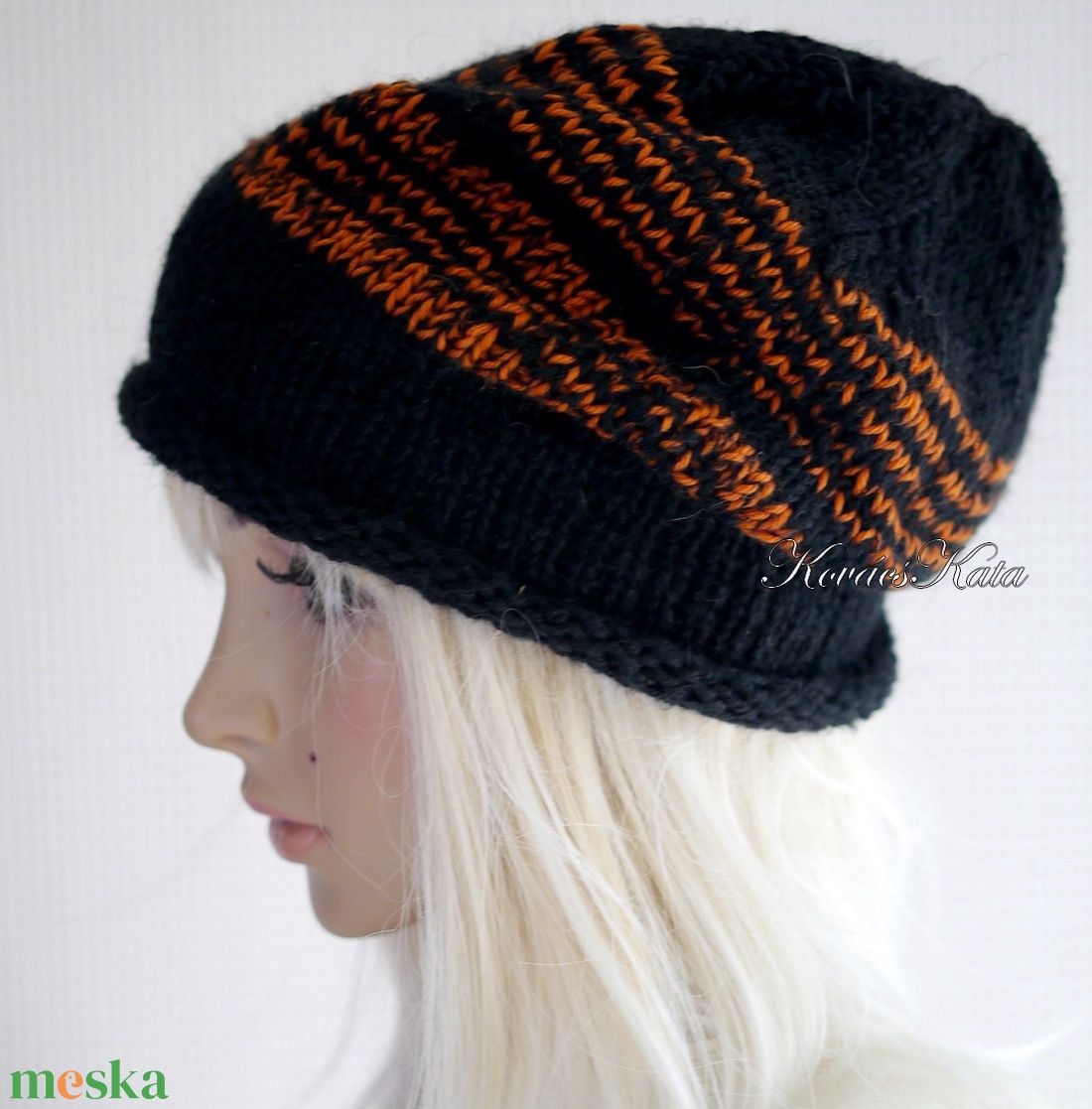 BEANIE LUX / teve - trendi kézzel kötött teveszőr-merinó-kidmohair sapka / fekete+narancs - ruha & divat - sál, sapka, kendő - sapka - Meska.hu BEANIE LUX / teve - trendi kézzel kötött teveszőr-merinó-kidmohair sapka / fekete+narancs - ruha & divat - sál, sapka, kendő - sapka - Meska.hu