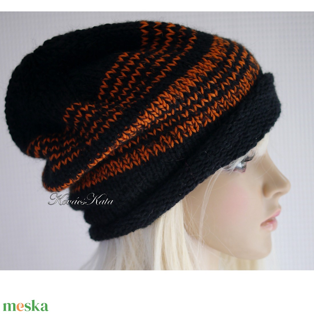 BEANIE LUX / teve - trendi kézzel kötött teveszőr-merinó-kidmohair sapka / fekete+narancs - ruha & divat - sál, sapka, kendő - sapka - Meska.hu BEANIE LUX / teve - trendi kézzel kötött teveszőr-merinó-kidmohair sapka / fekete+narancs - ruha & divat - sál, sapka, kendő - sapka - Meska.hu