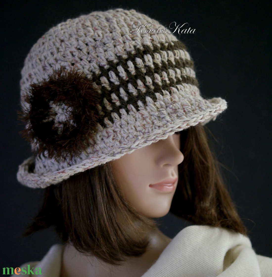 COCO / tweed - horgolt gyapjú-pamut flapper kalap / bézs, barna - ruha & divat - sál, sapka, kendő - kalap - Meska.hu COCO / tweed - horgolt gyapjú-pamut flapper kalap / bézs, barna - ruha & divat - sál, sapka, kendő - kalap - Meska.hu