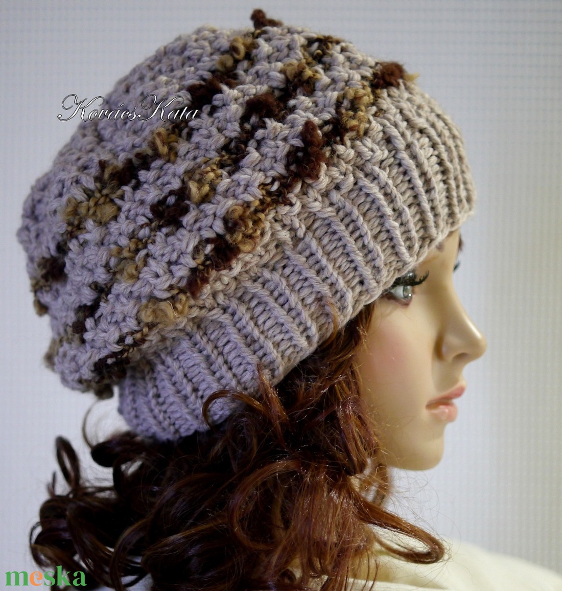 SZILVI-SAPI / bézs - chunky beanie, kézzel kötött gyapjú-alpaka sapka  - ruha & divat - sál, sapka, kendő - sapka - Meska.hu