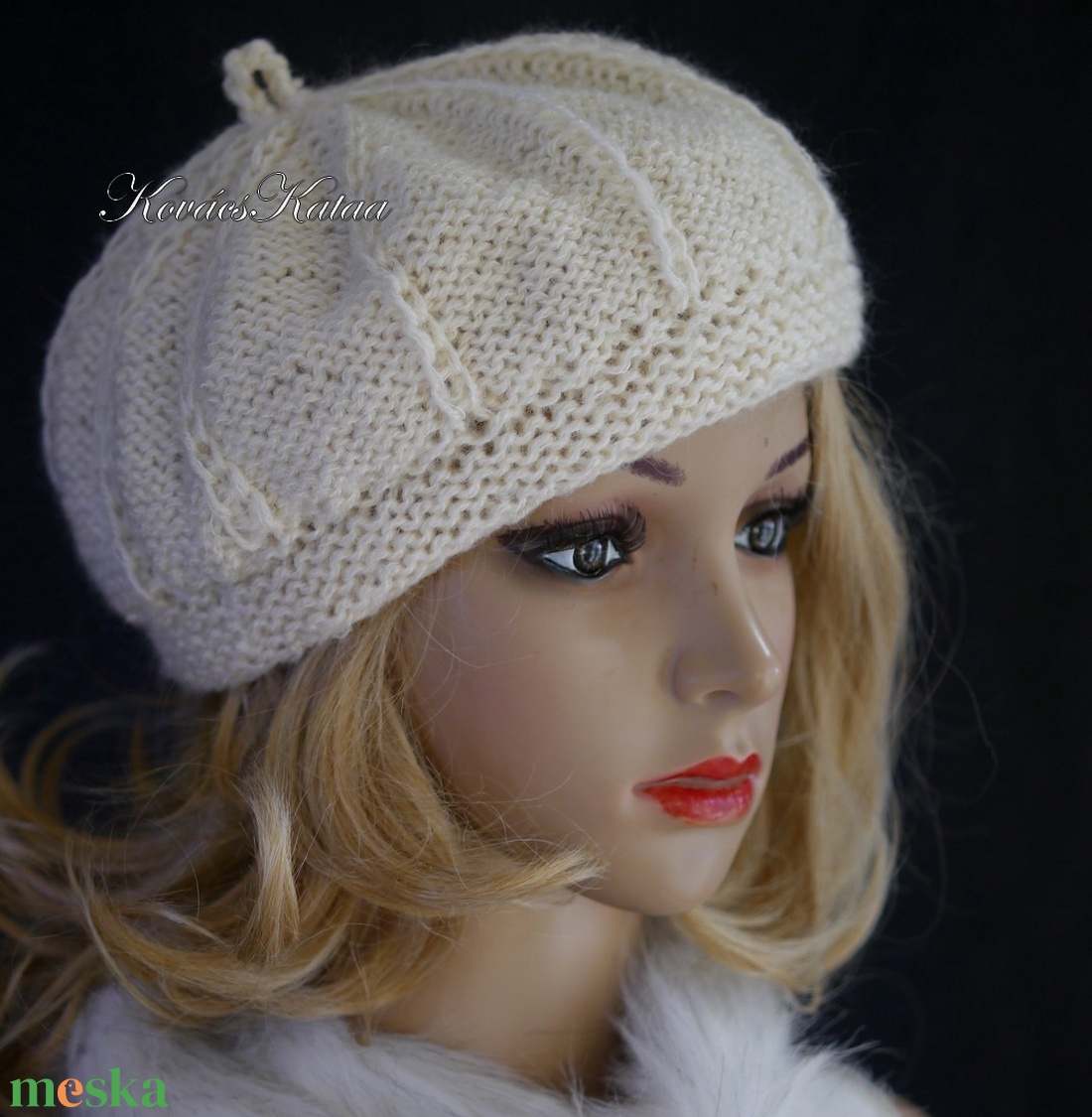 ALETTA / ivory - exkluzív kézzel kötött kidmohair-akril svájci sapka, barett - ruha & divat - sál, sapka, kendő - sapka - Meska.hu ALETTA / ivory - exkluzív kézzel kötött kidmohair-akril svájci sapka, barett - ruha & divat - sál, sapka, kendő - sapka - Meska.hu