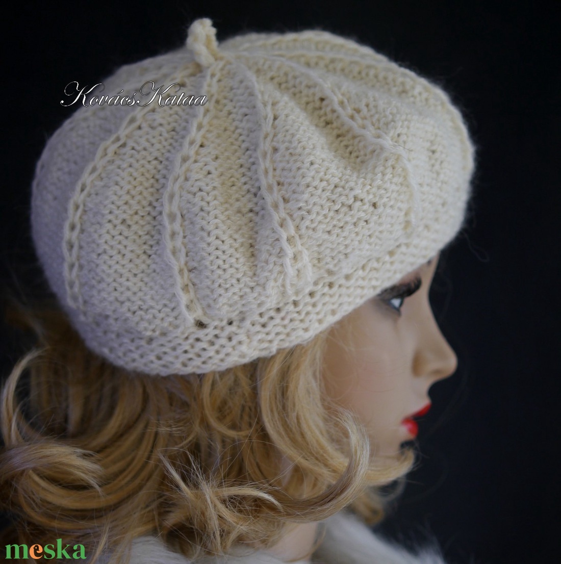 ALETTA / ivory - exkluzív kézzel kötött kidmohair-akril svájci sapka, barett - ruha & divat - sál, sapka, kendő - sapka - Meska.hu ALETTA / ivory - exkluzív kézzel kötött kidmohair-akril svájci sapka, barett - ruha & divat - sál, sapka, kendő - sapka - Meska.hu