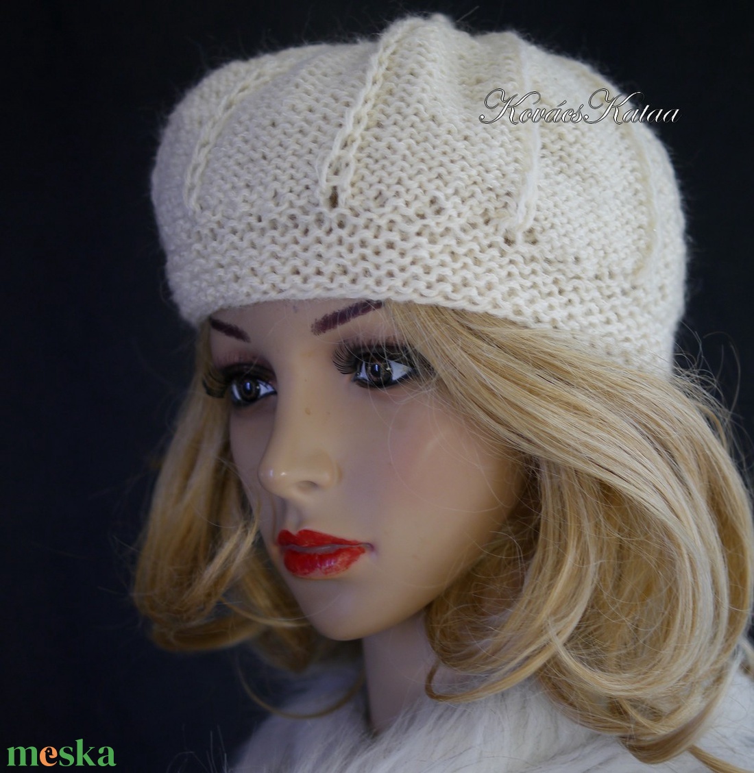ALETTA / ivory - exkluzív kézzel kötött kidmohair-akril svájci sapka, barett - ruha & divat - sál, sapka, kendő - sapka - Meska.hu ALETTA / ivory - exkluzív kézzel kötött kidmohair-akril svájci sapka, barett - ruha & divat - sál, sapka, kendő - sapka - Meska.hu