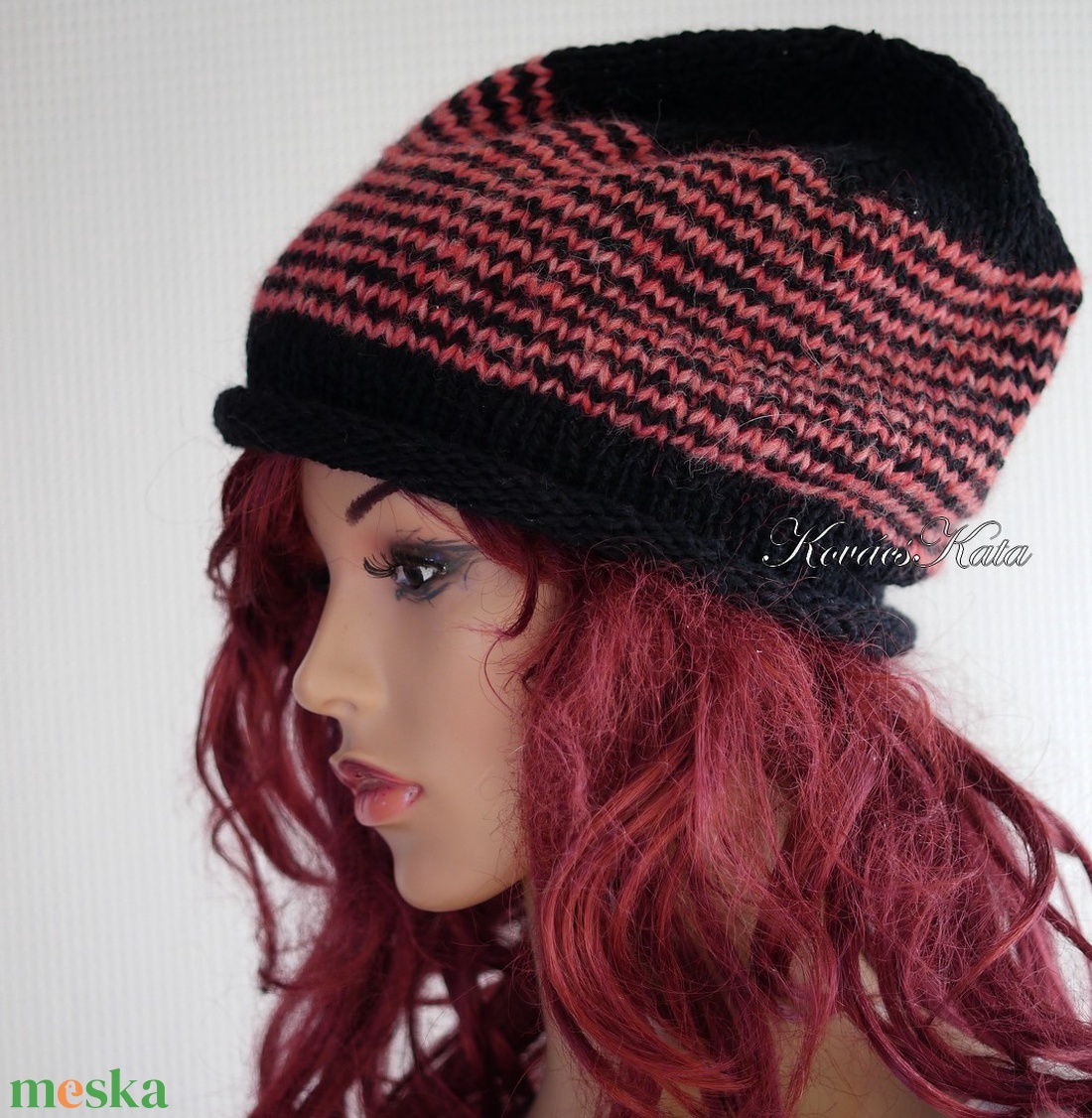 BEANIE LUX - trendi kézzel kötött angora-merinó sapka / fekete+rózsa - ruha & divat - sál, sapka, kendő - sapka - Meska.hu BEANIE LUX - trendi kézzel kötött angora-merinó sapka / fekete+rózsa - ruha & divat - sál, sapka, kendő - sapka - Meska.hu