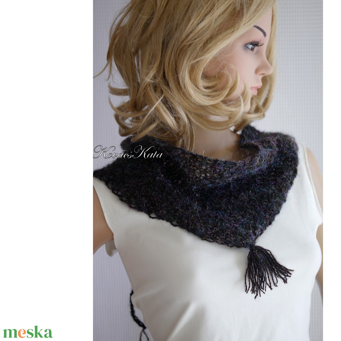 ROXY / glamour - kézzel kötött design mohair sálkendő  - ruha & divat - sál, sapka, kendő - sál - Meska.hu