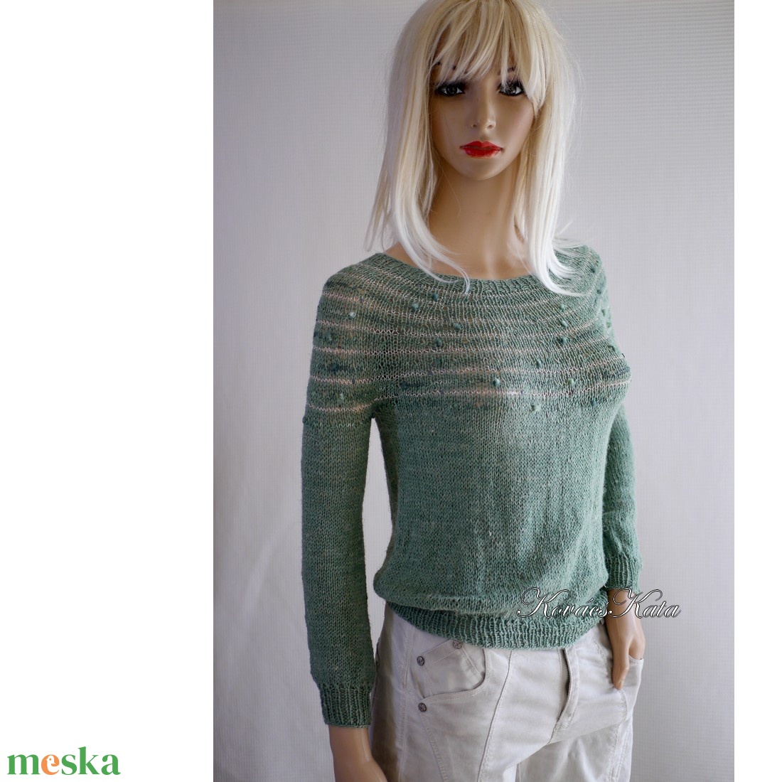 LAZY LINEN / zsálya - exkluzív gyapjú-len kézzel kötött pulóver - ruha & divat - női ruha - pulóver - Meska.hu LAZY LINEN / zsálya - exkluzív gyapjú-len kézzel kötött pulóver - ruha & divat - női ruha - pulóver - Meska.hu
