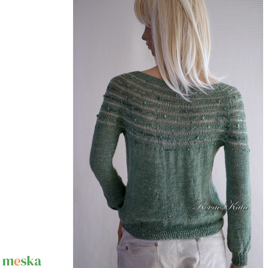 LAZY LINEN / zsálya - exkluzív gyapjú-len kézzel kötött pulóver - ruha & divat - női ruha - pulóver - Meska.hu LAZY LINEN / zsálya - exkluzív gyapjú-len kézzel kötött pulóver - ruha & divat - női ruha - pulóver - Meska.hu