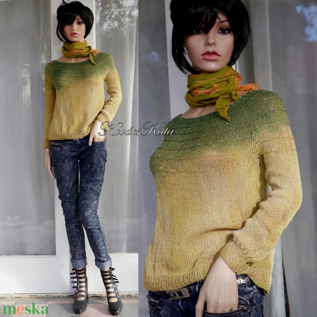 FATIME DYED - egyedi festésű kézzel kötött selyem-merinó artsy pulóver / mustár - ruha & divat - női ruha - pulóver - Meska.hu FATIME DYED - egyedi festésű kézzel kötött selyem-merinó artsy pulóver / mustár - ruha & divat - női ruha - pulóver - Meska.hu