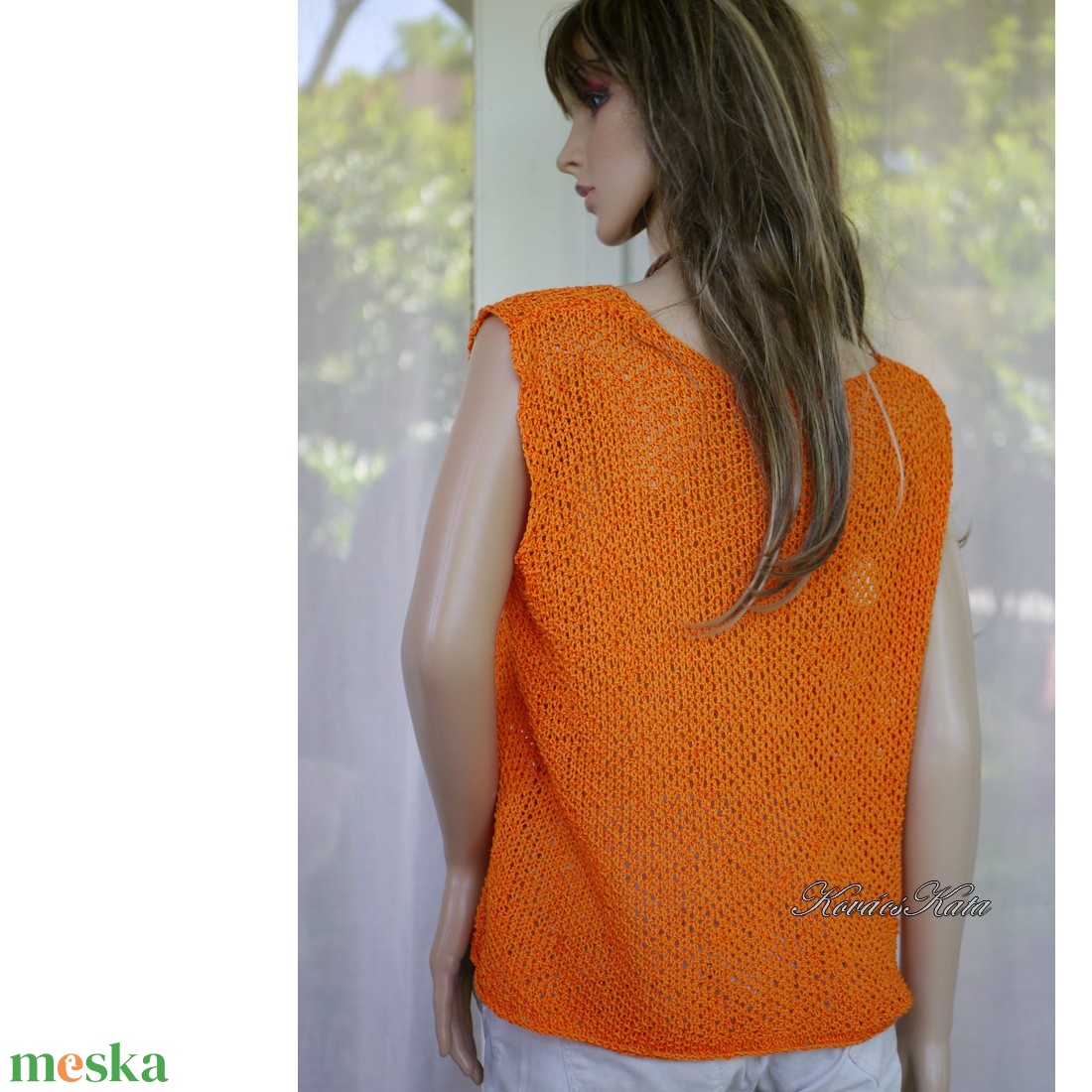 SUMMER TOP - kézzel kötött selyem-pamut túlméretes trikó, pulóver / narancs - ruha & divat - női ruha - pulóver - Meska.hu SUMMER TOP - kézzel kötött selyem-pamut túlméretes trikó, pulóver / narancs - ruha & divat - női ruha - pulóver - Meska.hu