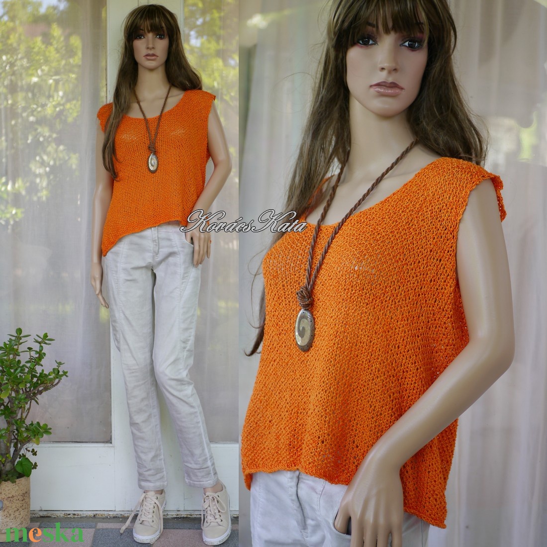 SUMMER TOP - kézzel kötött selyem-pamut túlméretes trikó, pulóver / narancs - ruha & divat - női ruha - pulóver - Meska.hu SUMMER TOP - kézzel kötött selyem-pamut túlméretes trikó, pulóver / narancs - ruha & divat - női ruha - pulóver - Meska.hu