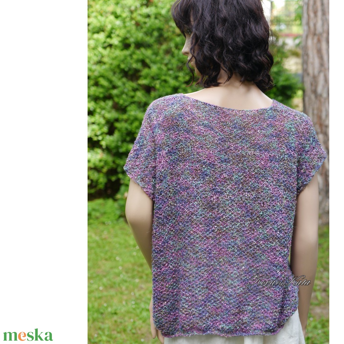 V-TOP / multicolor - kézzel kötött alpaka selyem flowing finom pulóver  - ruha & divat - női ruha - pulóver - Meska.hu