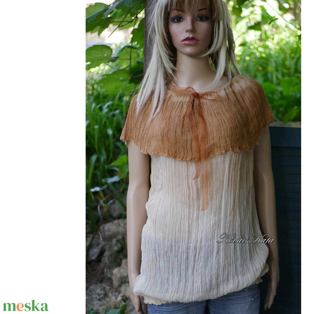 LENGÉZ TUNIKA - bohém batikolt hosszított felső - ruha & divat - női ruha - tunika - Meska.hu