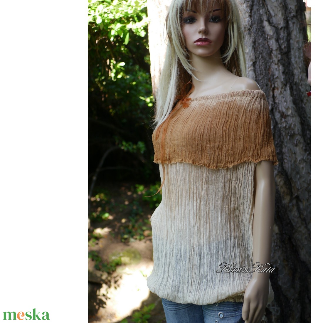 LENGÉZ TUNIKA - bohém batikolt hosszított felső - ruha & divat - női ruha - tunika - Meska.hu