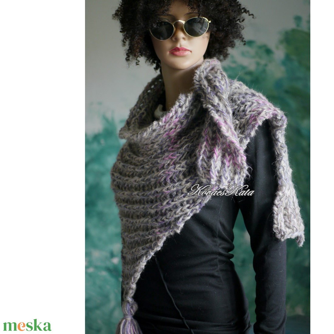 TÜNDE KENDŐ - kézzel kötött puha, vastag  vállkendő / boszorkányhab - ruha & divat - sál, sapka, kendő - vállkendő - Meska.hu