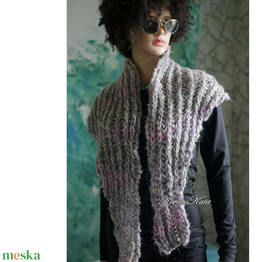 TÜNDE KENDŐ - kézzel kötött puha, vastag  vállkendő / boszorkányhab - ruha & divat - sál, sapka, kendő - vállkendő - Meska.hu