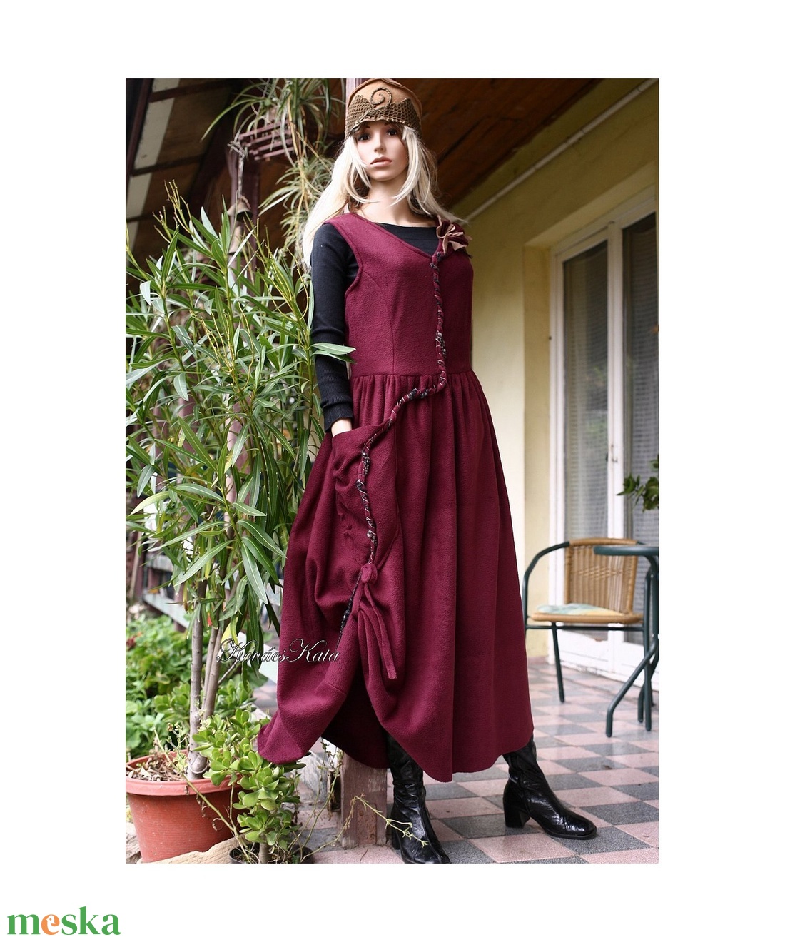 BÍBORKA - college-style polár flapper ruha, kötényruha - ruha & divat - női ruha - ruha - Meska.hu