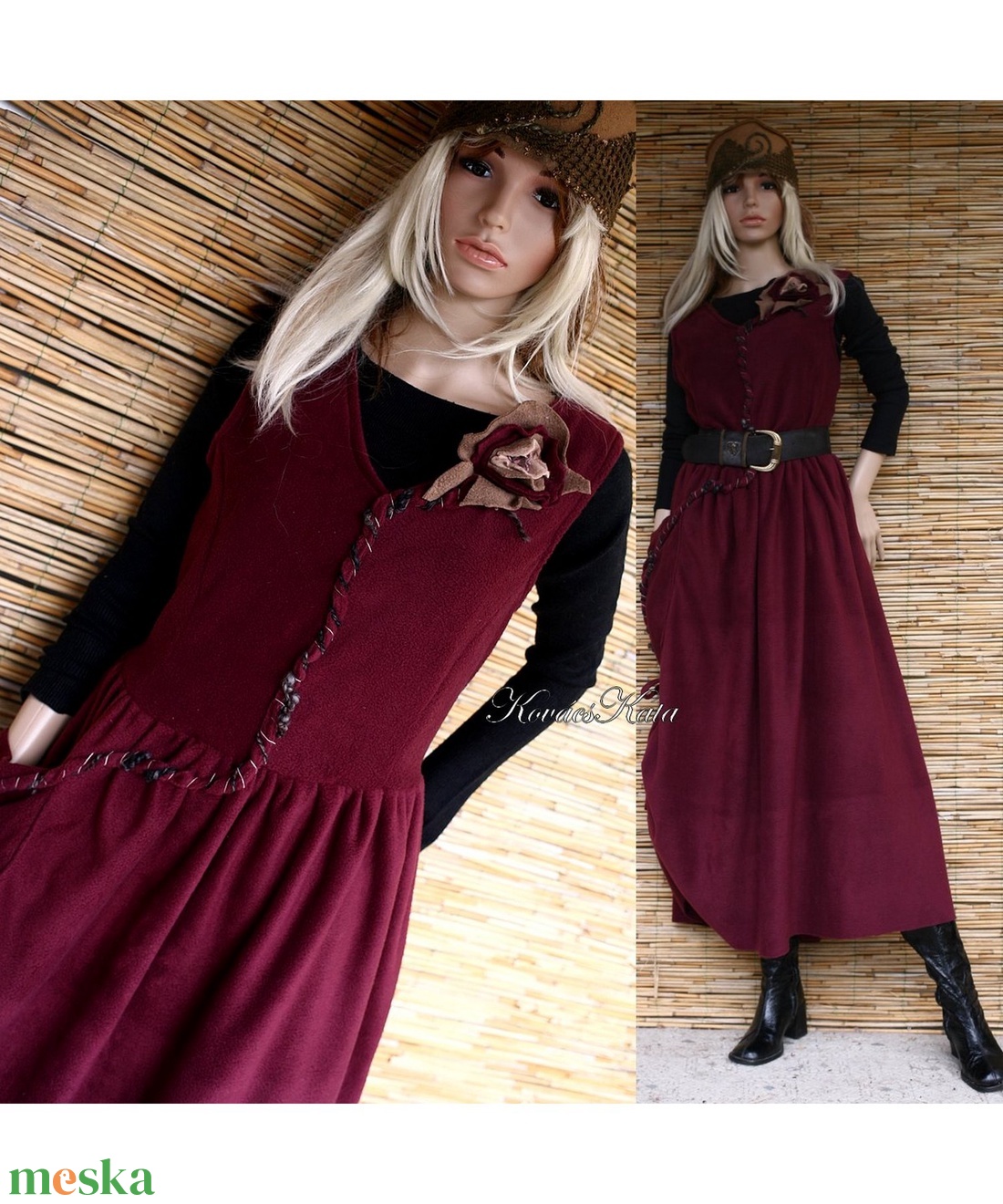 BÍBORKA - college-style polár flapper ruha, kötényruha - ruha & divat - női ruha - ruha - Meska.hu