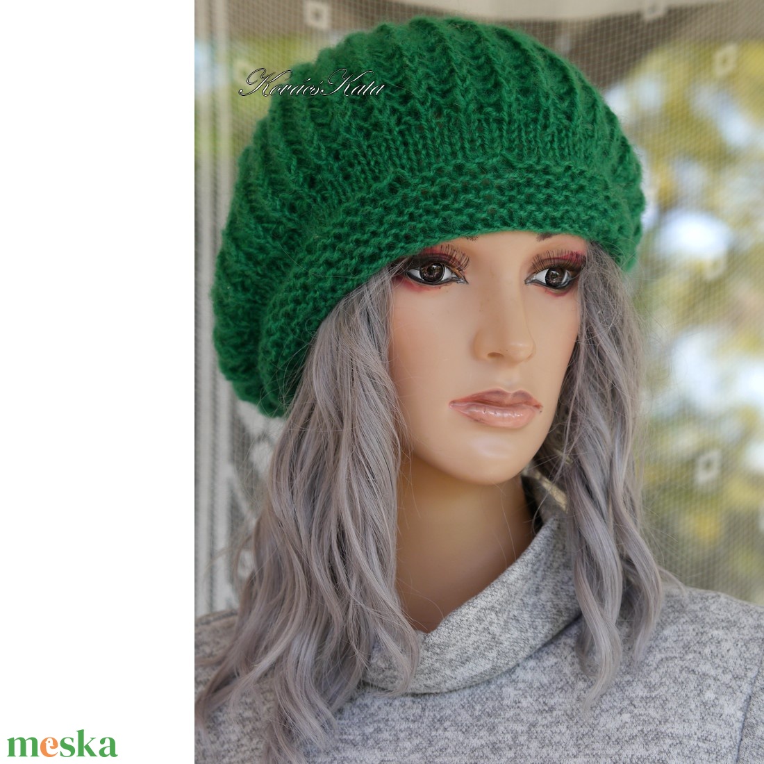 BORBÁLA / smaragd - kézzel kötött mohair sapka - ruha & divat - sál, sapka, kendő - sapka - Meska.hu