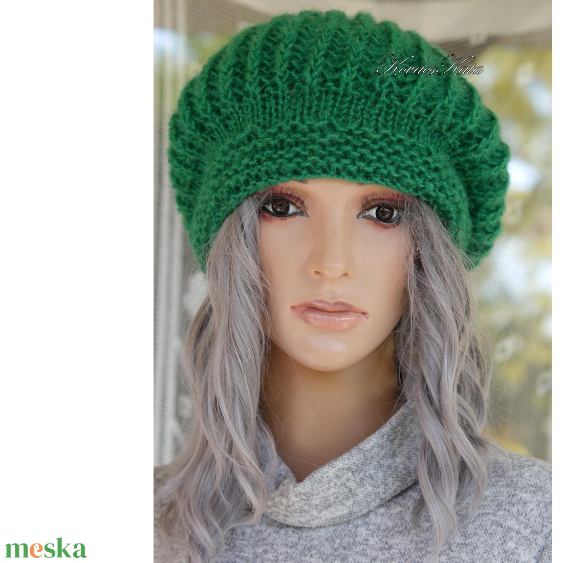BORBÁLA / smaragd - kézzel kötött mohair sapka - ruha & divat - sál, sapka, kendő - sapka - Meska.hu