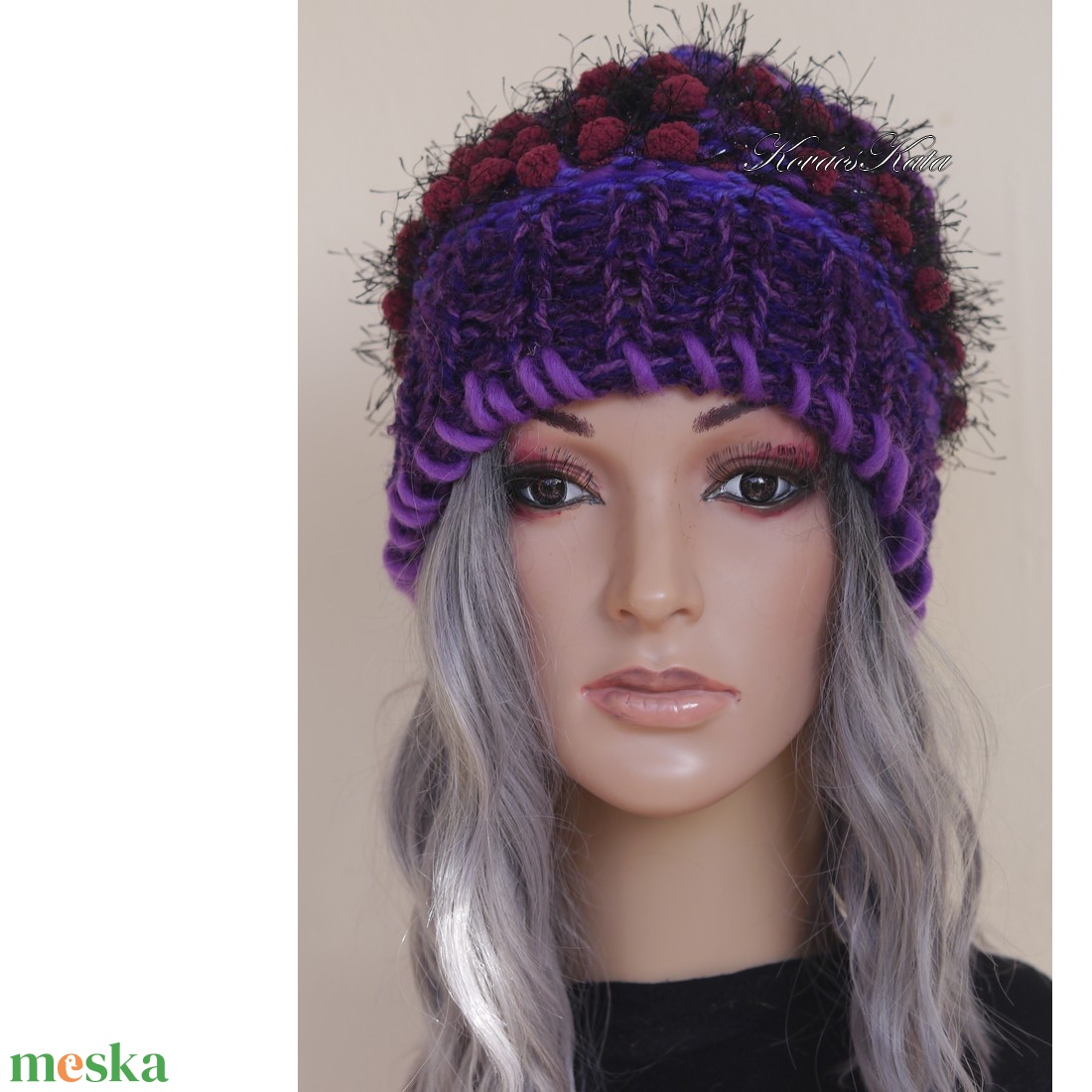 LUCA-SAPI / ibolya - bohém kézzel kötött design gyapjú sapka - ruha & divat - sál, sapka, kendő - sapka - Meska.hu LUCA-SAPI / ibolya - bohém kézzel kötött design gyapjú sapka - ruha & divat - sál, sapka, kendő - sapka - Meska.hu